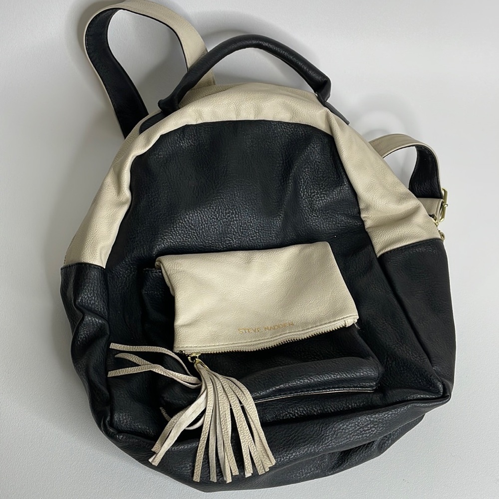 Steve Madden Faux Leather Back and Cream Backpack